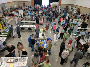 Exhibitors inside the Conference Center Exhibit Hall.