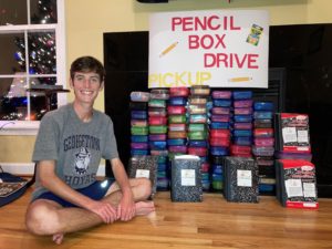 Man sitting with donations