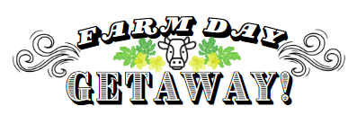 logo with cow that says Farmday Getaway