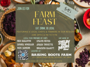 Cover photo for Eat, Drink, and Be Local 2024 Schedule and Farm Feast at Raising Roots Farm